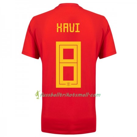 Günstige Fußballtrikots Spanien Xavi 8 WM 2018 Heimtrikotsatz kaufen